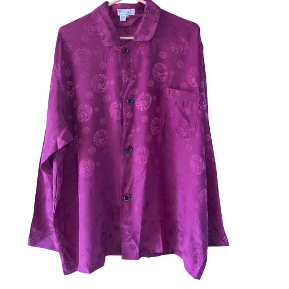 Begonia Vintage Mens Shirt Size XXL Pink Embossed Rare Casual Pure Silk - Picture 1 of 12